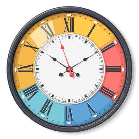 Vector illustration of a clock face with five minutes to twelve o'clockのイラスト素材