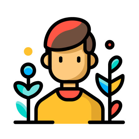 Man with plants vector illustration, filled design editable stroke icon.のイラスト素材