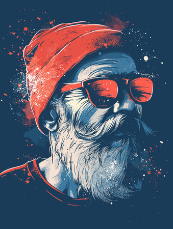 Hipster santa claus with beard. Vector illustration.のイラスト素材