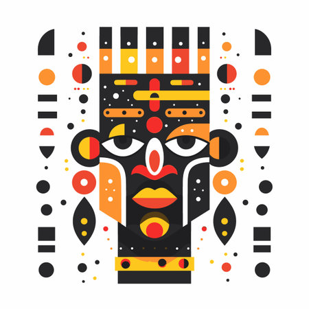 Tribal mask in tribal ethnic style. Vector illustration in flat style.のイラスト素材