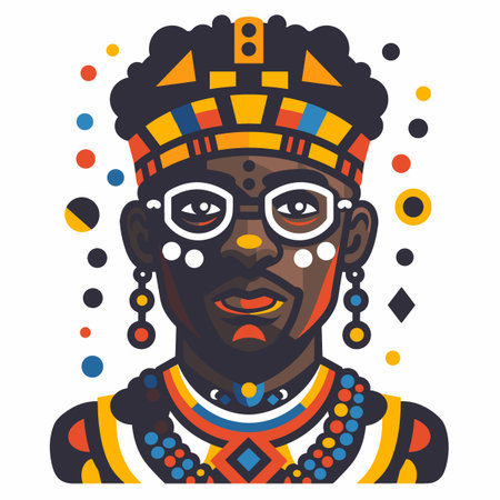 African American man in ethnic costume. Vector illustration for your designのイラスト素材