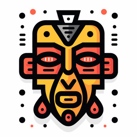 Colorful vector illustration of an African American Totem. Flat style design.のイラスト素材