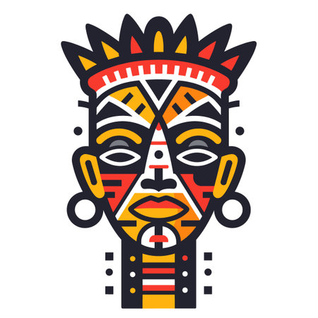 Native american indian chief head vector illustration in flat style.のイラスト素材