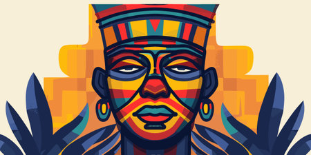 Tribal african american man. Vector illustration in flat styleのイラスト素材
