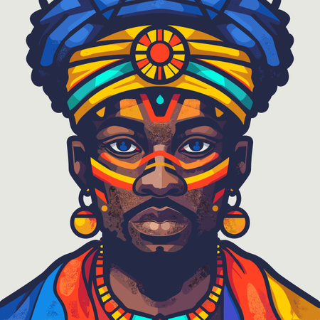Portrait of an African man in a turban. Vector illustration.のイラスト素材