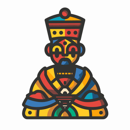Tibetan mask color icon. Isolated vector illustration.のイラスト素材