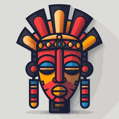 Tribal mask. Vector illustration in flat style. Ethnic totem.のイラスト素材