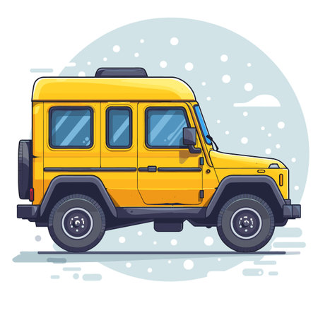 Yellow off-road vehicle in flat style. Vector illustration on white background.のイラスト素材