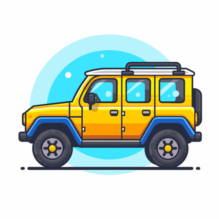Yellow off-road car. Flat design vector illustration on white background.のイラスト素材