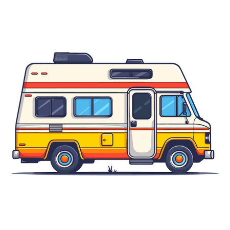 Caravan, camper or motorhome. Cartoon vector illustration.のイラスト素材