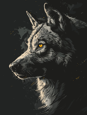 Wolf portrait. Hand drawn vector illustration for t-shirt print.