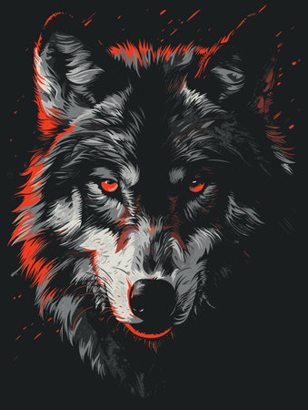 Wolf head. Vector illustration for t-shirt, poster and other uses.のイラスト素材