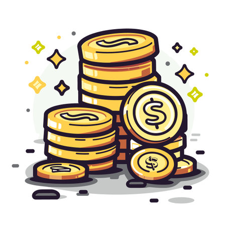 Coins stack with dollar symbol. Vector illustration in cartoon style.のイラスト素材