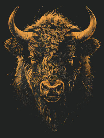 Buffalo. Hand drawn illustration for tattoo or t-shirt.のイラスト素材