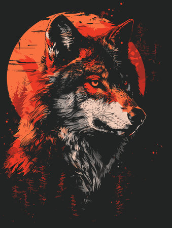 Wolf head on grunge background. Vector illustration for your design.のイラスト素材