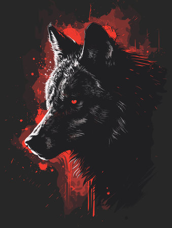 Wolf head in grunge style. Vector illustration for your design.のイラスト素材