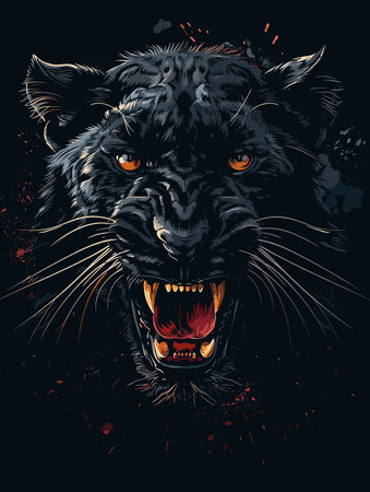 Jaguar head. Vector illustration for t-shirt design.のイラスト素材