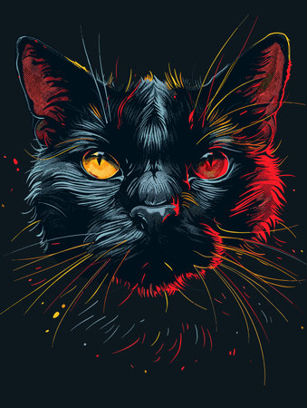 Cat vector illustration. Hand drawing of cat for t-shirt.のイラスト素材