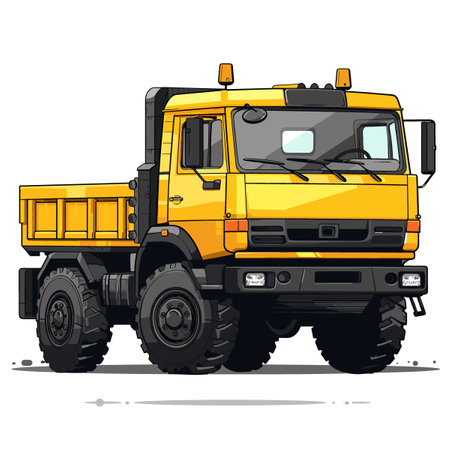 Yellow dump truck on a white background, vector illustration, eps 10のイラスト素材