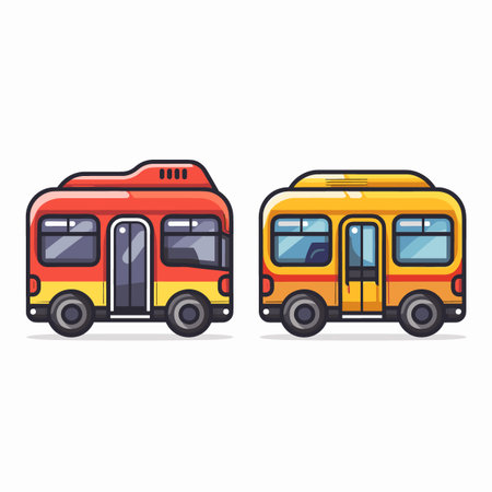 Set of Colorful Double-decker Bus Vector Illustration.のイラスト素材
