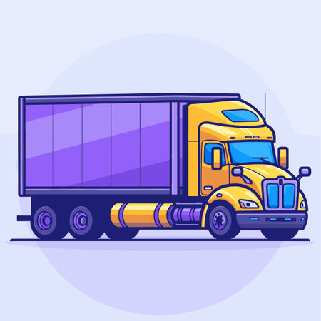Truck on the road. Transportation of goods. Flat design vector illustration.のイラスト素材
