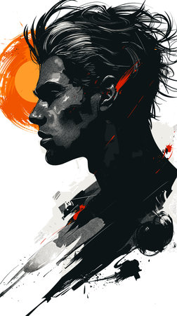 Portrait of a young man. Grunge style. Vector illustration.のイラスト素材