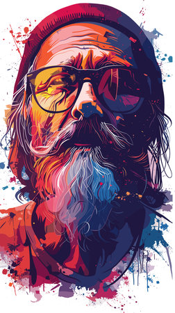 Vector illustration of Santa Claus in glasses with beard. Grunge style.のイラスト素材