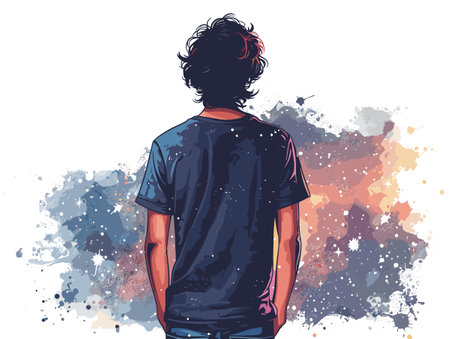 Vector illustration of a young man in a T-shirt and jeansのイラスト素材