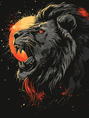 Lion head. Vector hand drawn illustration for tattoo or t-shirt design.のイラスト素材