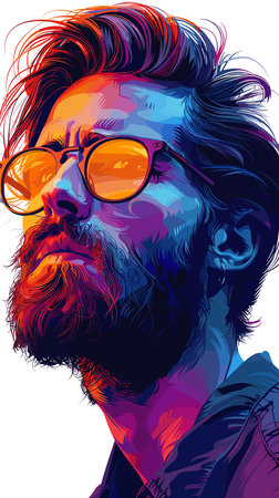 Portrait of a hipster man with glasses. Vector illustration.