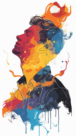 Portrait of a beautiful girl in profile. Vector color illustration.のイラスト素材