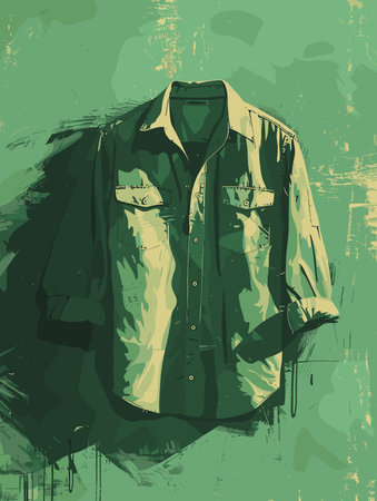 Vector illustration of a man's shirt on a grunge background.のイラスト素材