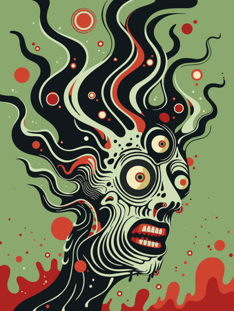 Zombie girl. Vector illustration in retro style for your design.のイラスト素材