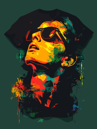 Portrait of a woman in a hat and sunglasses. Vector illustration.のイラスト素材