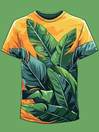 T-shirt design with tropical leaves. Vector illustration for t-shirt designのイラスト素材