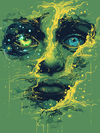 Grunge illustration of a woman's face. Vector illustration.のイラスト素材