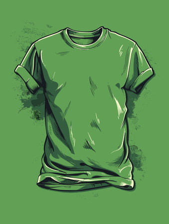T-shirt on a green background. Vector illustration in sketch styleのイラスト素材