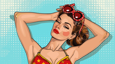 Sexy pin-up girl in retro style. Vector illustration.のイラスト素材
