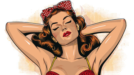 Beautiful pin-up girl in retro style. Vector illustration.のイラスト素材