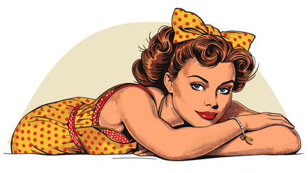 Pin-up girl. Vector illustration of pin-up girl.のイラスト素材