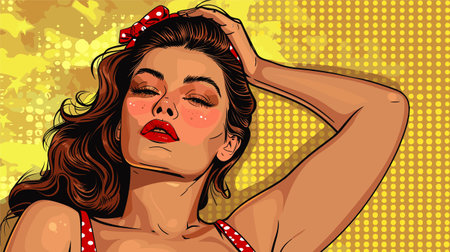 Beautiful woman in retro style. Pop art illustration. Vector illustration.のイラスト素材