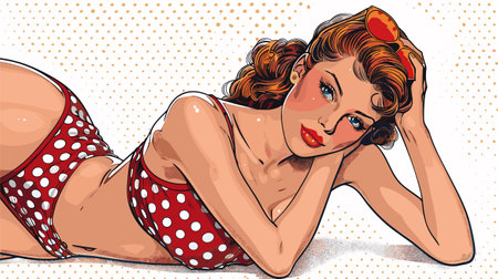 Beautiful pin-up girl in retro style. Vector illustration.のイラスト素材