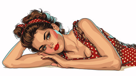 Beautiful pin-up girl in retro style. Vector illustration.のイラスト素材