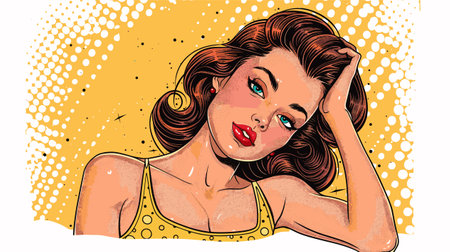 Beautiful woman in retro style. Pop art retro vector illustration.のイラスト素材