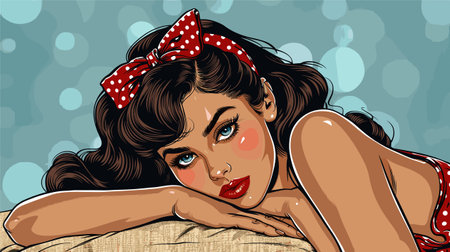 Beautiful pin-up girl in retro style. Vector illustration.のイラスト素材