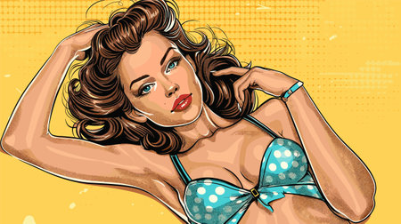 Beautiful woman in bikini. Pop art retro vector illustration. Comic book style imitation.のイラスト素材
