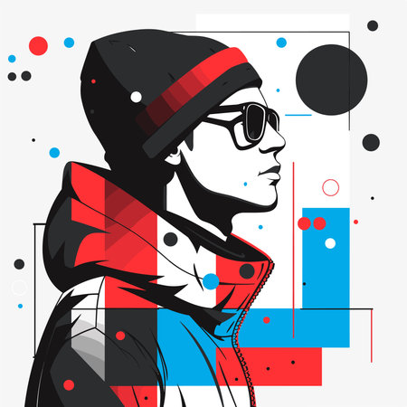 Fashion man in sketch-style. Vector illustration. Hipster style.のイラスト素材