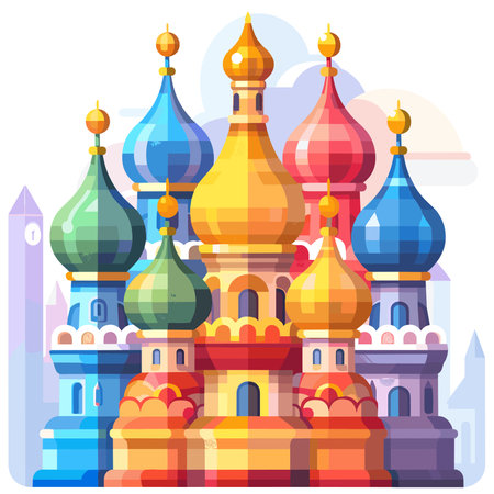 Saint Basil Cathedral in Moscow. Colorful vector illustration in flat styleのイラスト素材