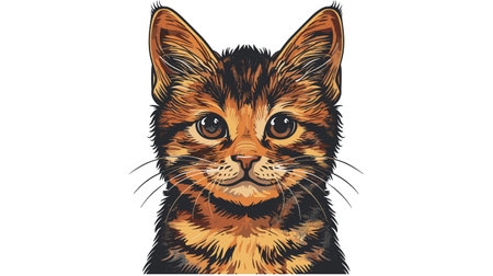 Portrait of a cute Abyssinian cat. Vector illustration on white backgroundのイラスト素材