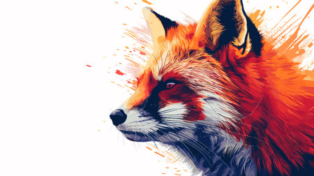 Red fox on a white background. Digital painting. Vector illustration.のイラスト素材